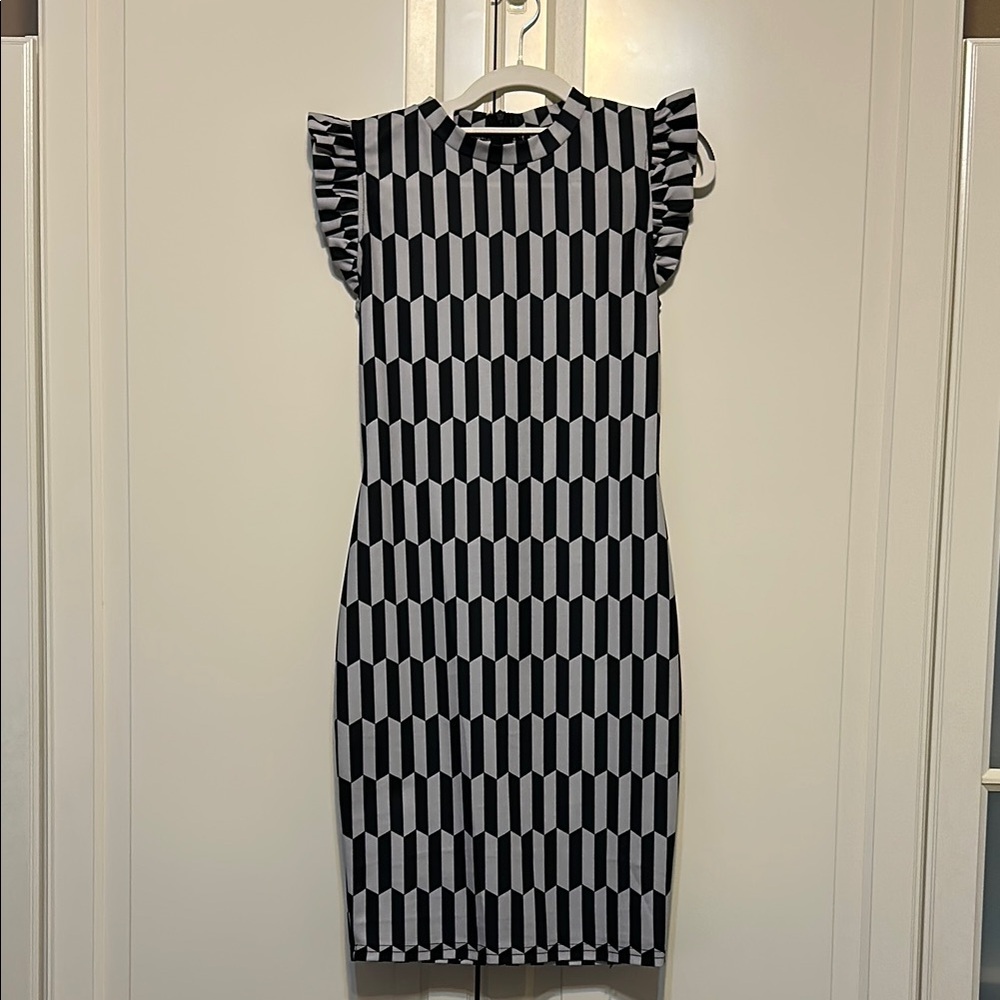 Black and White Geometric Dress